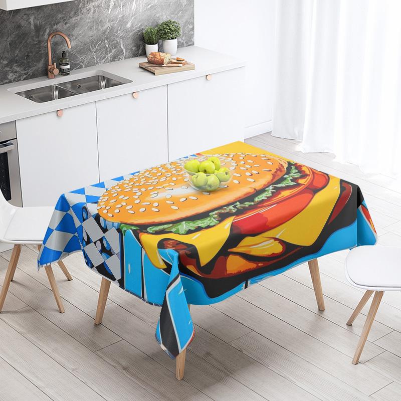 Yemek Temalı Masa Örtüsü Su Geçirmez ve Yağ Geçirmez Masa Örtüsü Nordic Tarzı Mutfak Masa Örtüsü Modern Ev Dekorasyonu