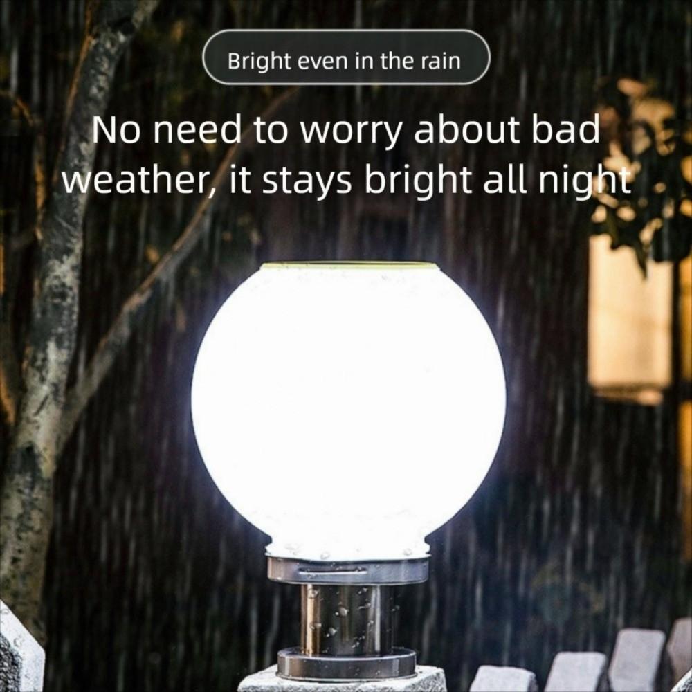 Waterproof Solar Cell Pillar Lamp Stainless Steel LED Round Ball For Garden Villa Pillar