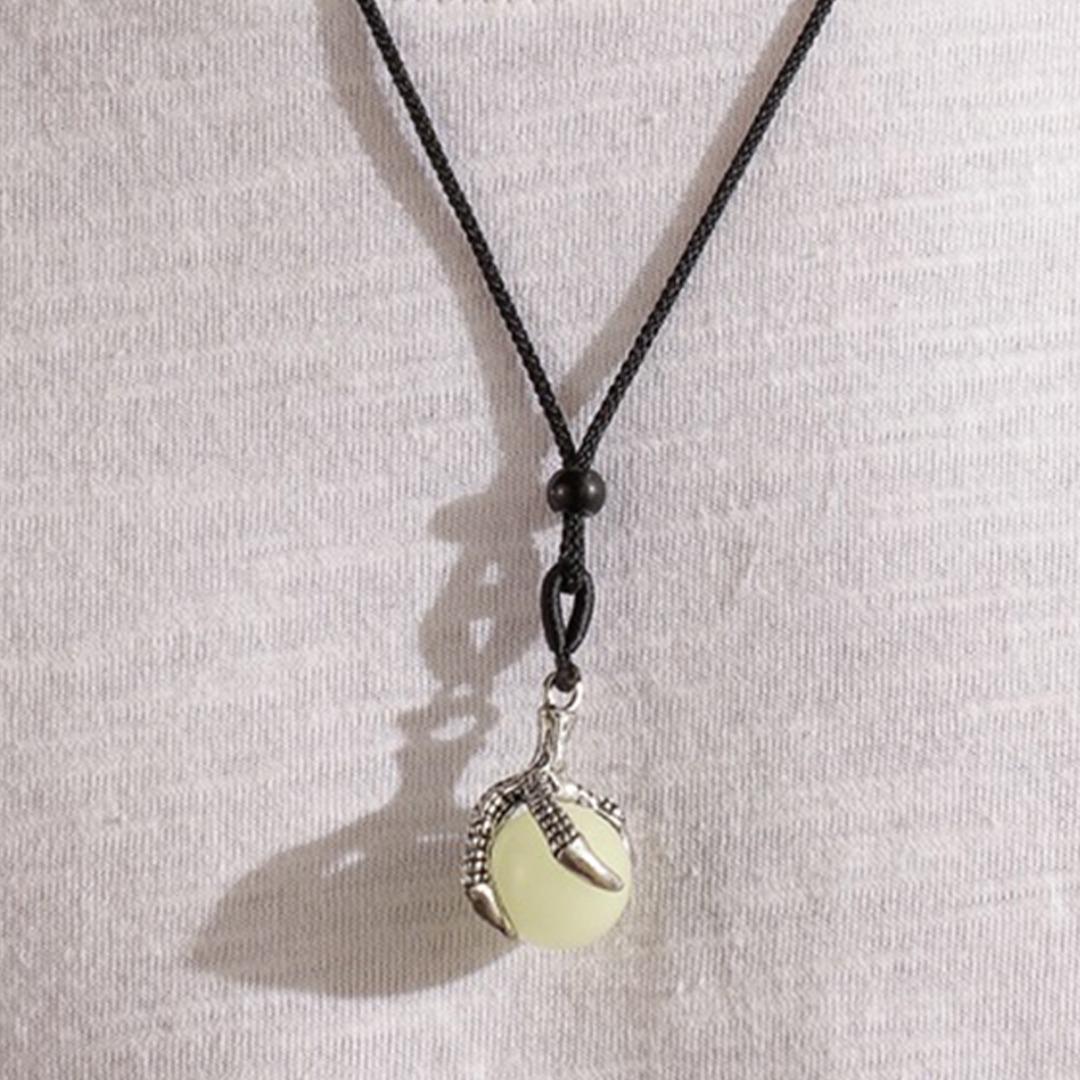 

PDTO Мужское ожерелье из бисера с когтями орла, светящаяся в темноте светящаяся подвеска, регулируемая