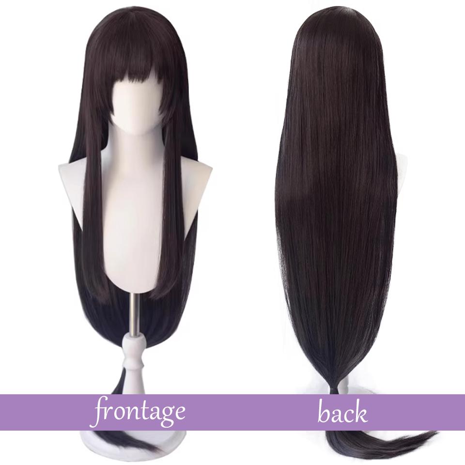 WTB Black Long Straight Synthetic Wig Game Honor Of Kings- Xi Shi Cosplay Cartoon Wig Straight Bangs Long Straight Wig