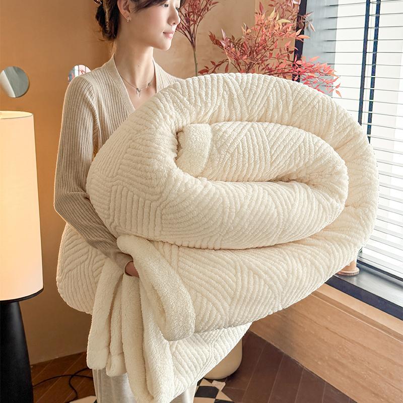 Solid Warmth Jacquard Autumn Winter Blanket Thickened Warm Multi-functional Sofa Blankets Skin Friendly Comfortable Nap Blanket