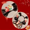 Tassel Chinese New Year Headwear Flower Red Bow Hairband Cute Children Wig Headband  Children