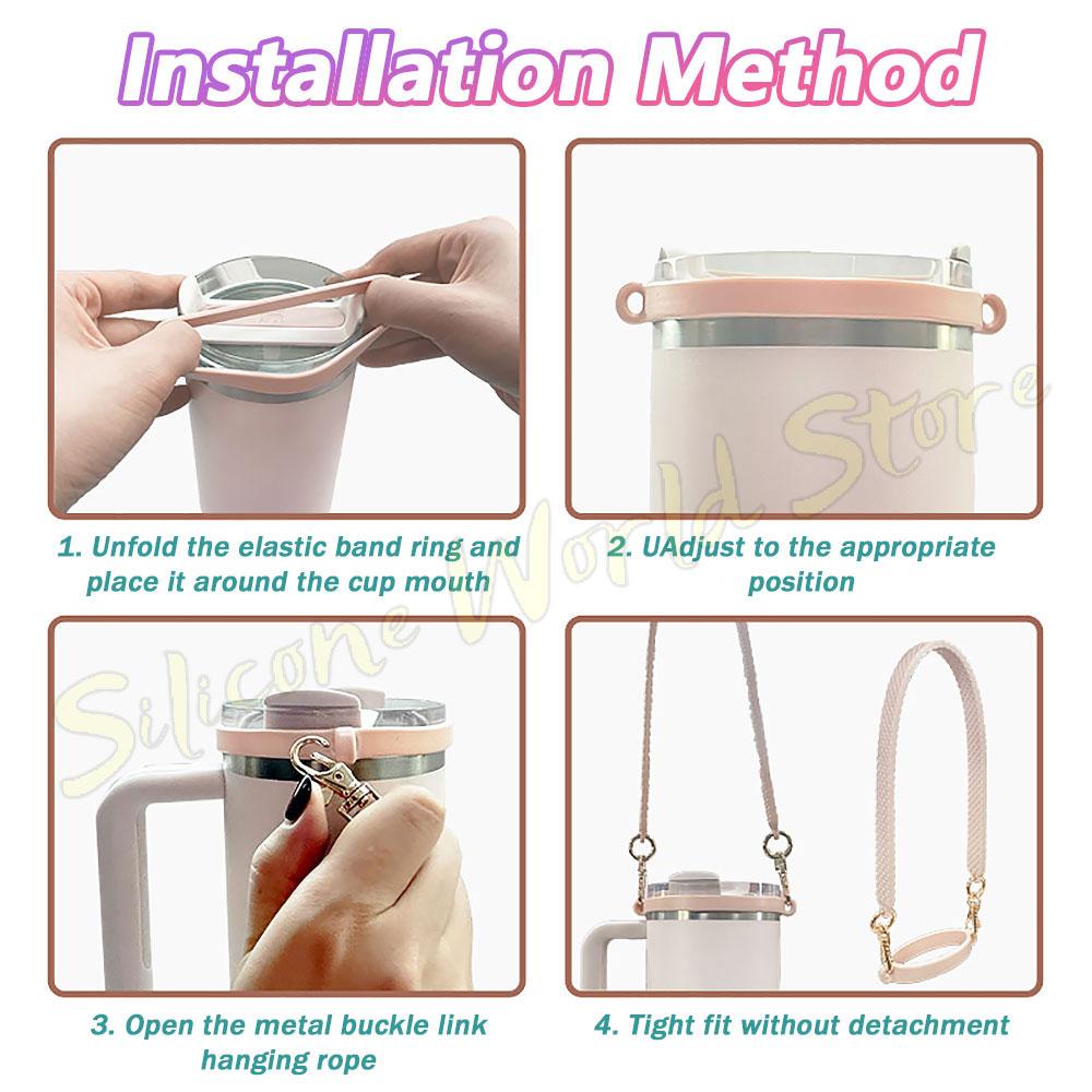 SW Water Bottle Handle Strap Water Cup Holder Sling Carrier Silicone Hanging Rope Fit Most 8-40oz Bottles for Cup Accessories