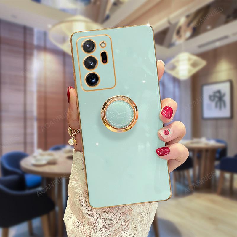 Note20 Note10 Note9 Luksusowe Platerowane Etui z Uchwytem Pierścieniowym Dla Samsunga Galaxy Note 20 Ultra 10 Plus Lite 9 8 Stojak Silikonowy Pokrowiec na Tył