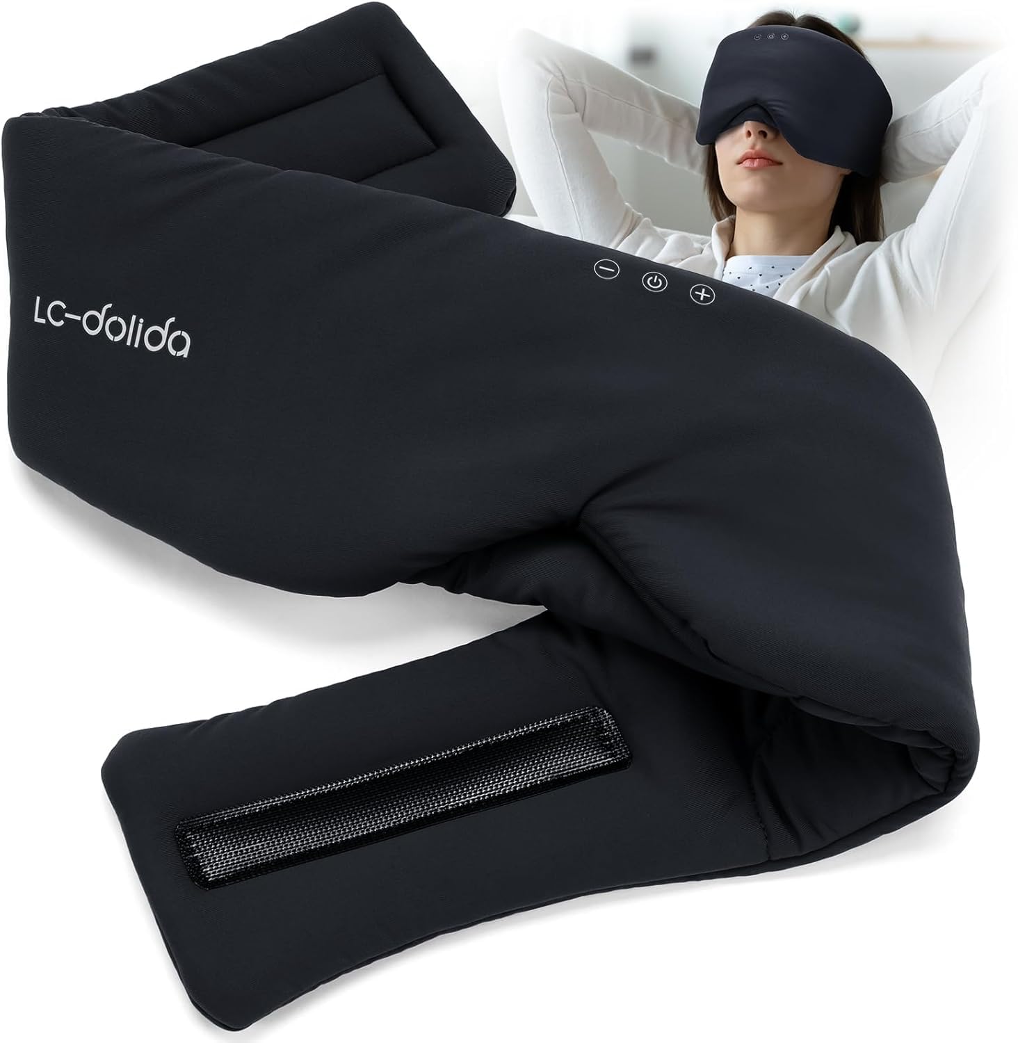 

Sleeping Eye Soft Silk 3D Eye Mask with Ear USB Light Restful Travel Portable Case Comfortable for Black LC-dolida Mask, Coverage, Rechargeable,