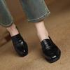 Krazing Pot Sheepskin Autumn Winter Shoes Slip on Med Heels Size 42 Square Toe Brown Color Pumps