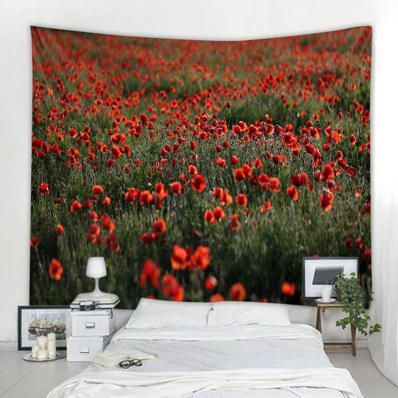 Garden Printed Tapestry Arched Flower Door Pattern Hanging Cloth Home Decoration Bedroom Living Room Wall Background Cloth