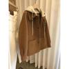 Casaco de Lã Tricotado Oversized de Duas Peças com Capuz para Mulheres - Grosso, Pelúcia, Perfeito para Outono e Inverno