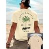 T-shirt Casual Mode d'Été pour Homme 100% Coton Pur Coupe Ample Imprimé Cocotier Plage Californie Manches Courtes Sport