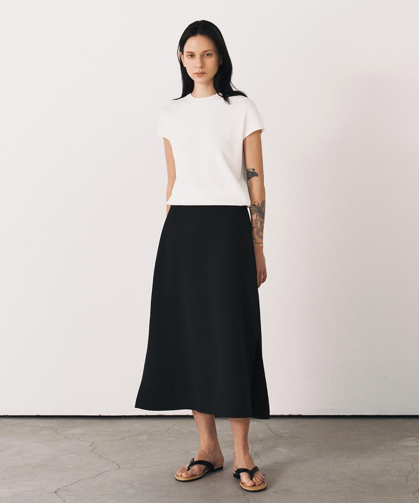 Aesmoeo Selina Slit Banding Skirt (Black)