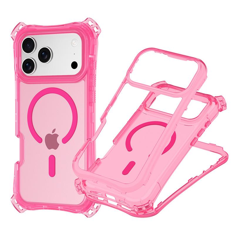 For Apple 17 Mobile Phone Case for IP17PROMAX Three-in-one Skin-sensitive Magnetic Phone Case Small Four-corner Lanyard