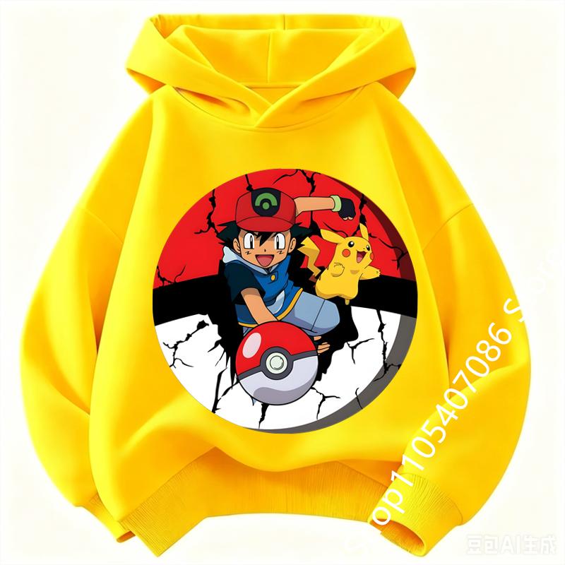 Pikachu Kids Hoodie Soft and Comfortable Suitable for Boys and Girls Warm in Autumn and Winter Kids Hoodie Sweatshirt