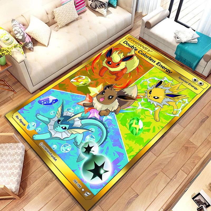 Pokemon Karten Serie Anime Poster Großer Teppich 3D Teppiche Zuhause für Wohnzimmer Kinderzimmer Sofa Fußmatte Dekor Kind Bodenteppich