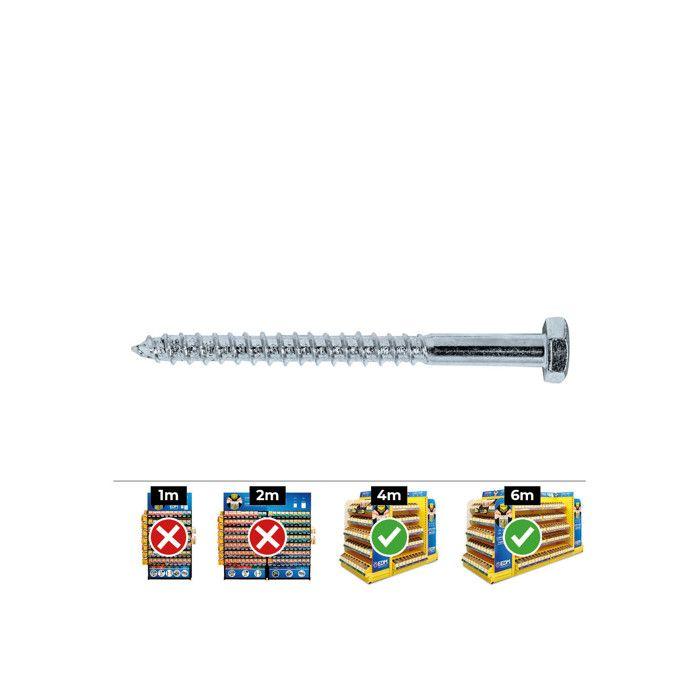 Vis à bois - CELO - Zèle 98100571 - 8 x 100 mm - Zingué - Hexagonale