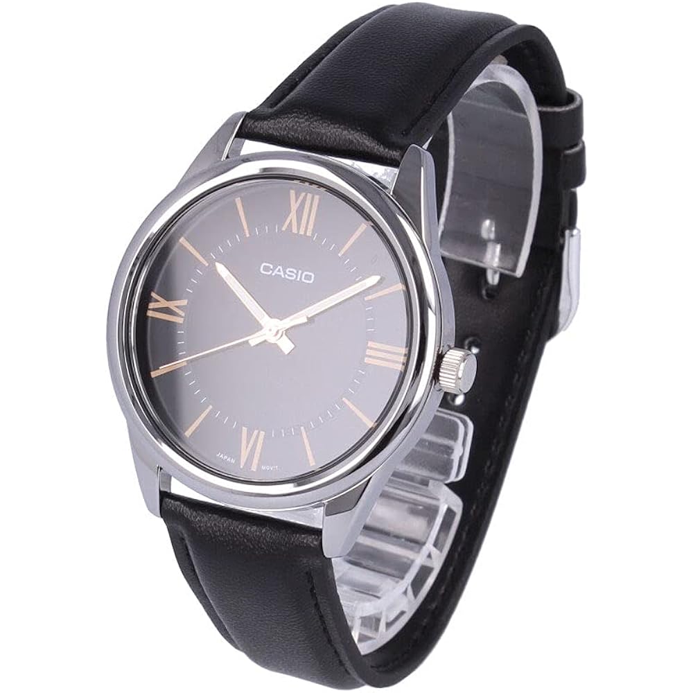 CASIO Casio Casio Standard Dress Dress Watch Watch Men s Analog Stainless Steel Leather Silver Bl...