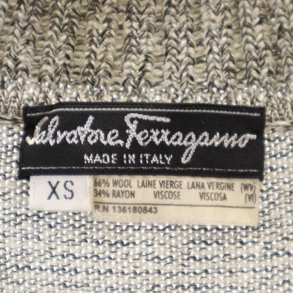 Salvatore Ferragamo Wool Blend Long Sleeve Knit Jacket Blouson Cardigan Women Used