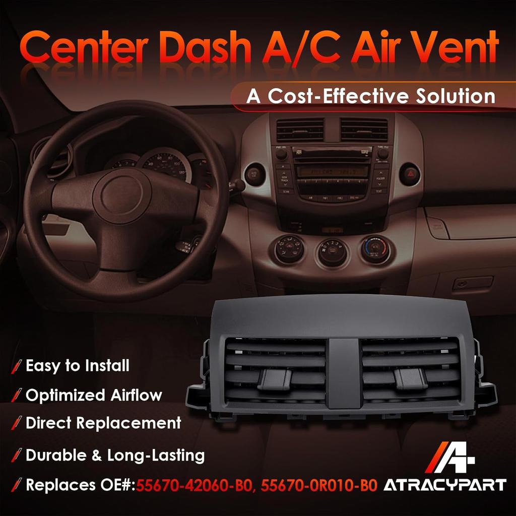 Center Dash A/C Air Vent Trim Cover, Compatible with 2006-2012 RAV4, Console Outlet Grille ert Panel, Replaces# 55670-42060-B0