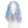 Colorful Medium Short Wavy Hair Synthetic Wig | Lolita Blue Pink Girl's Cute Short Curly Wig | Suitable for Outdoor Leisure Wear