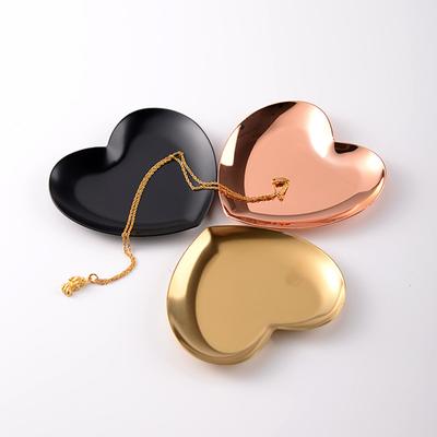 Jewelry Tray Polished Mirror Surface Stainless Steel Heart Shape Ring Necklace Earrings Display Dish Household Supplies