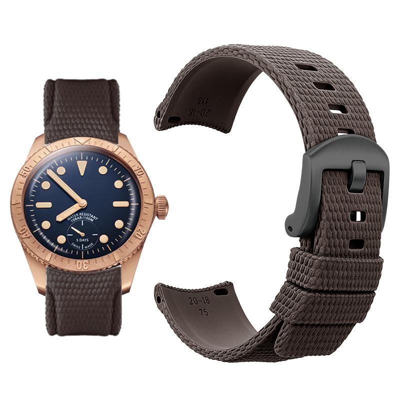 Curved arc-shaped fluororubber Watch strap for original OMEGA X Swatch X Blancpain Scuba Fifty Fathoms MoonSwatch FKM watchband