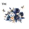 Creative Soft Decoration Gifts Watercolor Flower Wall Stickers, Removable Rose And Peony Decals, Waterproof PVC Mural, Modern Botanical Murals