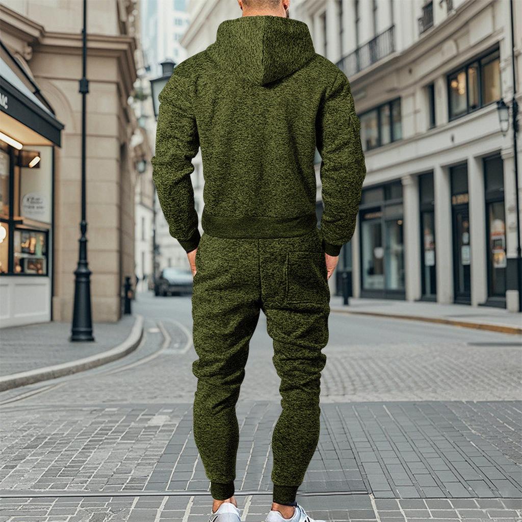 Men'S Hoodie Multi Pocket Hooded Long Sleeved Casual Sports Two-Piece Set