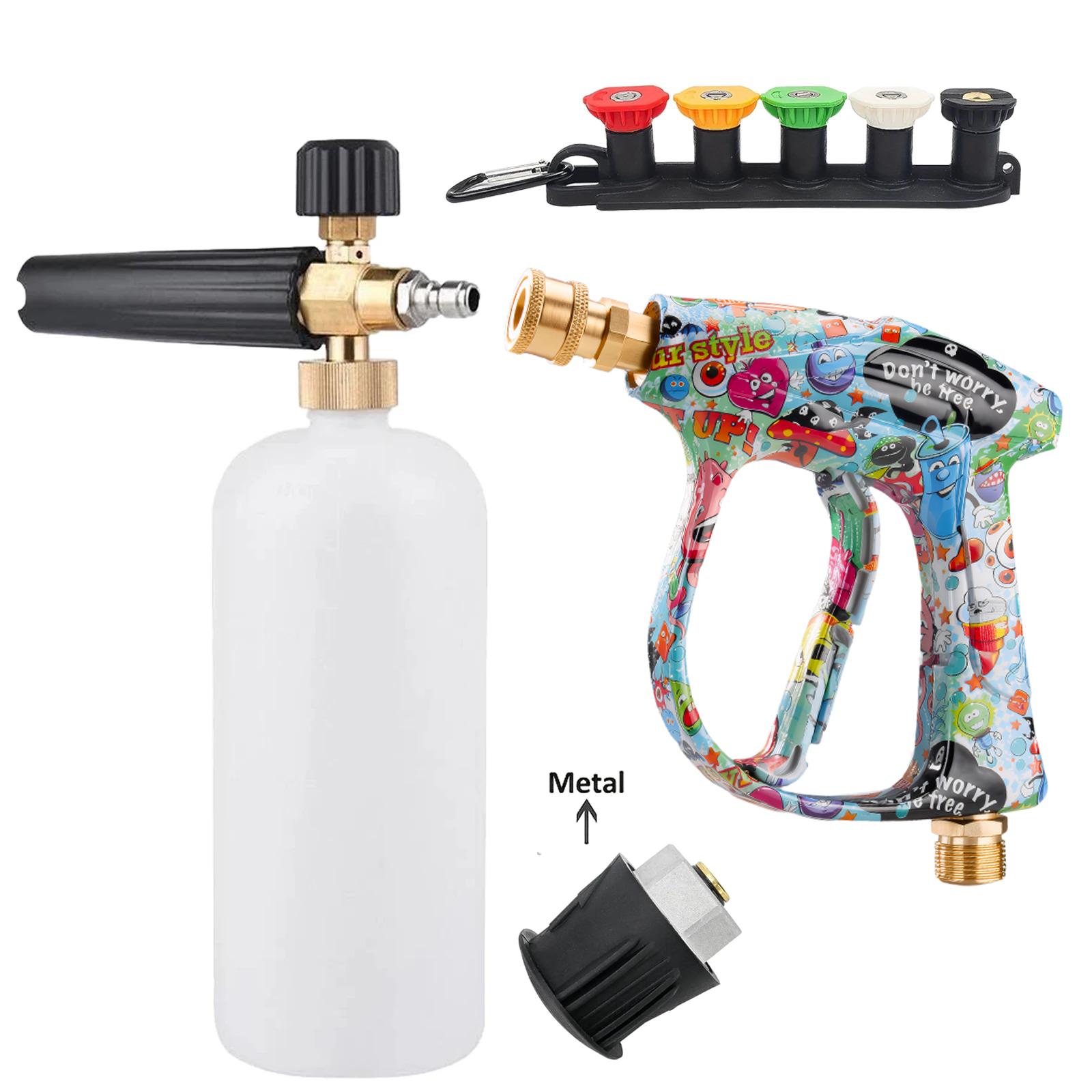 

Heavy Duty High Pressure Washer Gun with Foam Lance, 5 Nozzles Snow Foam Cannon for Karcher K2-K7 Car Cleaning