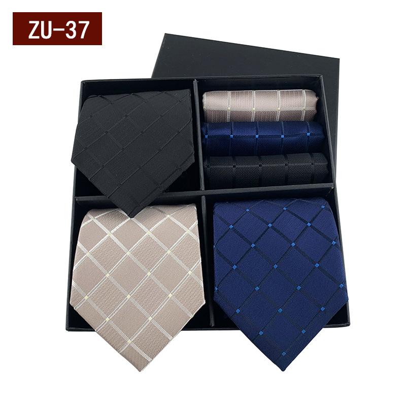 Men'S Gift Box Tie, Fashionable Business Striped Tie Square Scarf Combination Set, Luxury Gift Box.