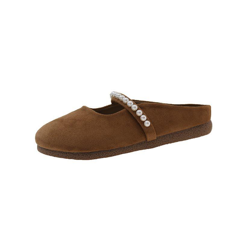 Mary Jane Gentle Spring Flat Bottom Bag Head Half Slippers Women S Summer Cool Slippers Soft Sole Evening Shoes Outside 35 коричневый