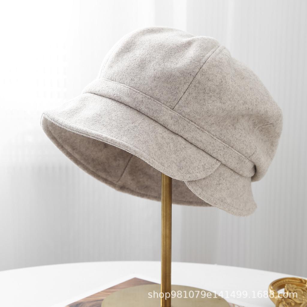 New Autumn and Winter Retro Literature and Art Tide Cool Light Luxury Octagonal Hat Men and Women Warm Casual Versatile Painter Bucket Hat