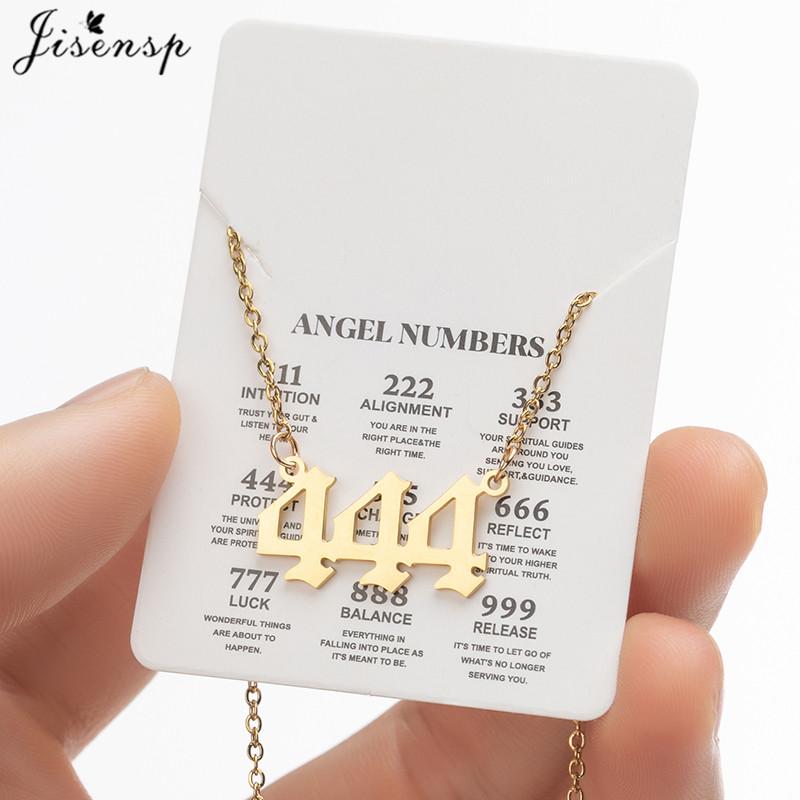 Stainless Steel Angel Number Lucky Numbers Necklaces 111 222 333 444 555 888 999 777 666 Pendant Necklace Charms Jewelry