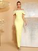 Elegant Pearl Beaded Rhinestone Off-Shoulder Bodycon Bandage Evening Dress