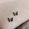 Elegant Gradient Green Enamel Butterfly Stud Earrings For Women Men Simple Cute Flying Butterfly Animal Earring Wedding Jewelry