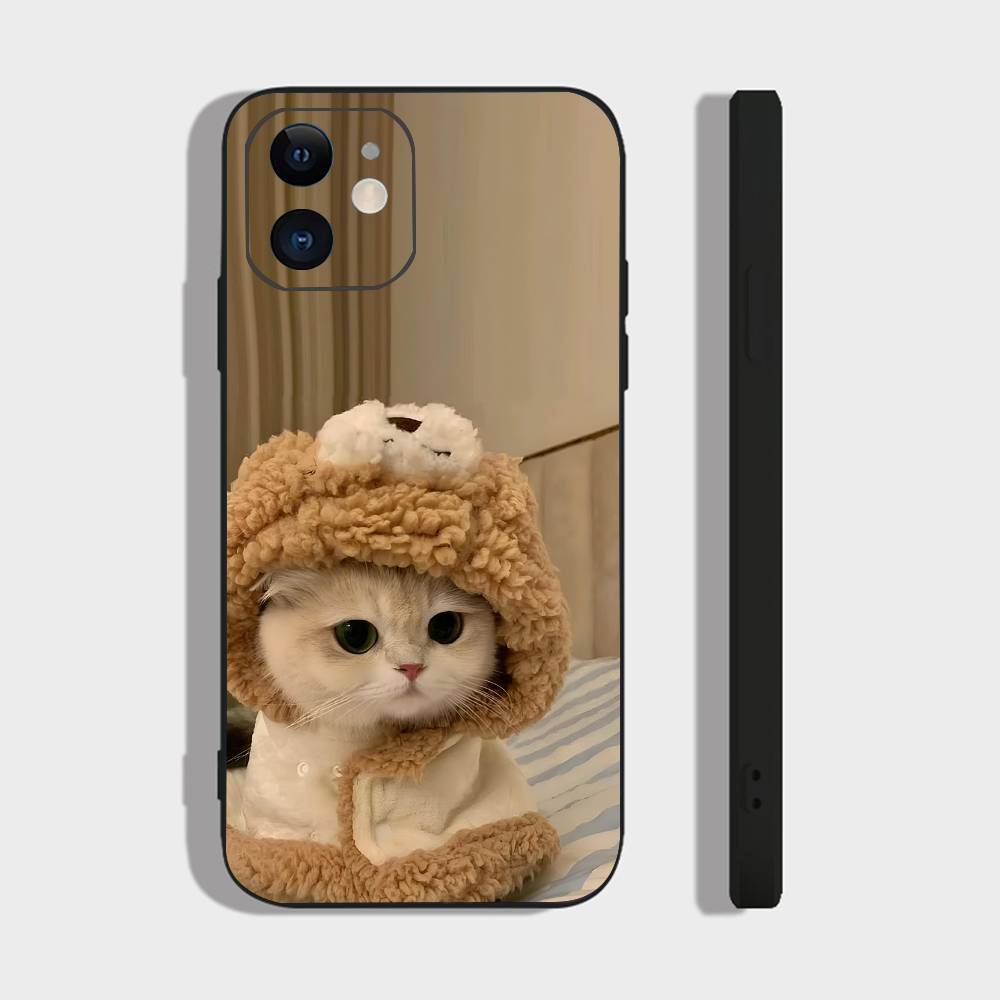 Cute Cat Phone Case For IPhone 17 Air 16 15 14 13 Pro Max 11 12 Black Silicone Cover