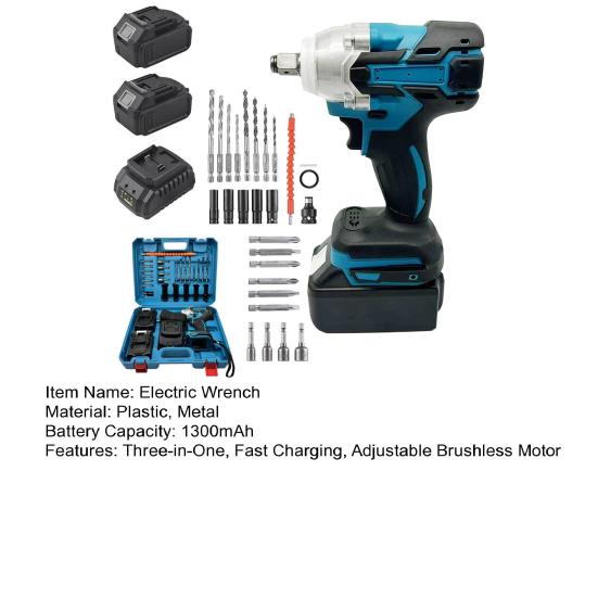 Elektrický rázový utahovák Akumulátorový 3v1 Bezkomutátorový Rychlonabíječka 406 ft-lbs Točivý moment Automobilová údržba Rázový utahovák