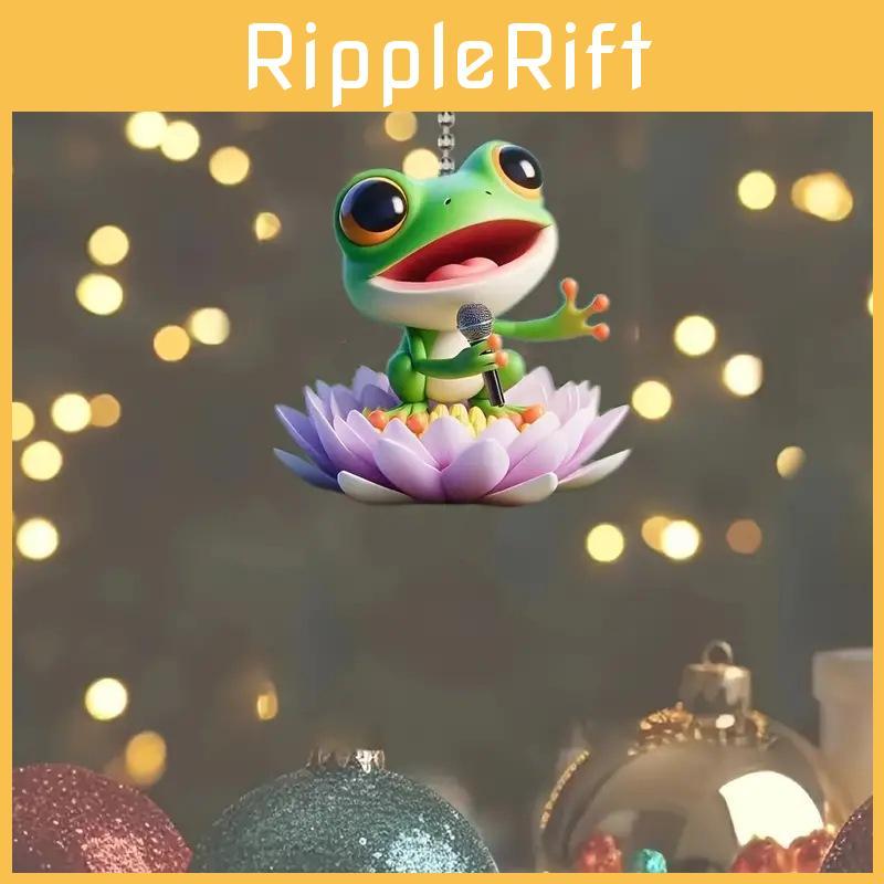 Whimsical Acrylic Frog Floral Car Charm Endearing Auto Hanging Decoration For Cars