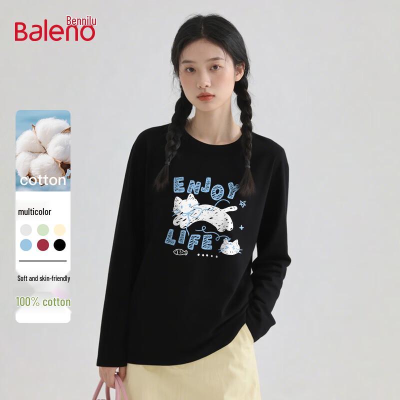 Baleno Women's 2025 Pure Cotton Loose Fit Long Sleeve Cat Print Top