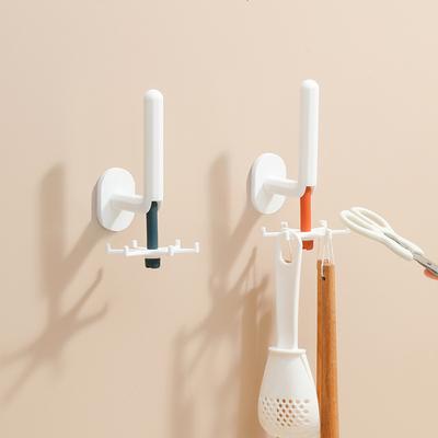 Organizador de ganchos de parede com seis mandíbulas rotativos 360°, adesivos à prova d'água sem perfuração, cabide para utensílios de cozinha, suporte para banheiro
