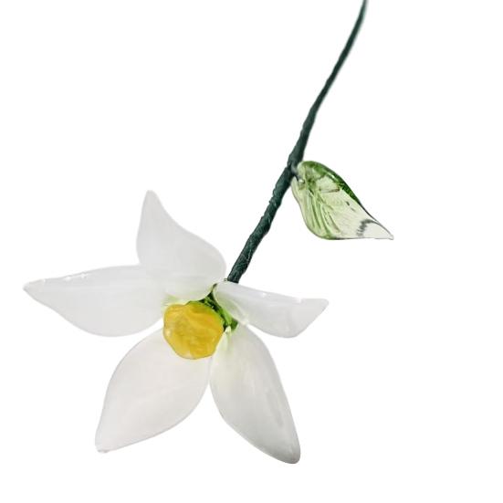 Ručně foukaná skleněná květinová dekorace s drátěným stonkem, ručně vyráběná figurka s barevnou glazurou, květinová váza, ozdoba do domácího obývacího pokoje, na kancelářský stůl