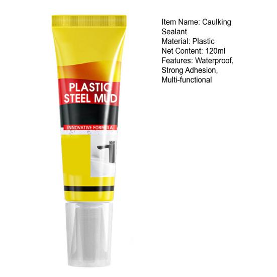 120ML White Caulk Sealant with Scraper/Brush Waterproof Strong Adhesion Bathroom Toilet Kitchen Sink Window Door Caulking Sealant