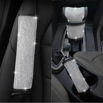 Crystal Soft Bling Universal Seat Belt Cover Auto Accessories Set Shift Knob Cover Handbrake Cover