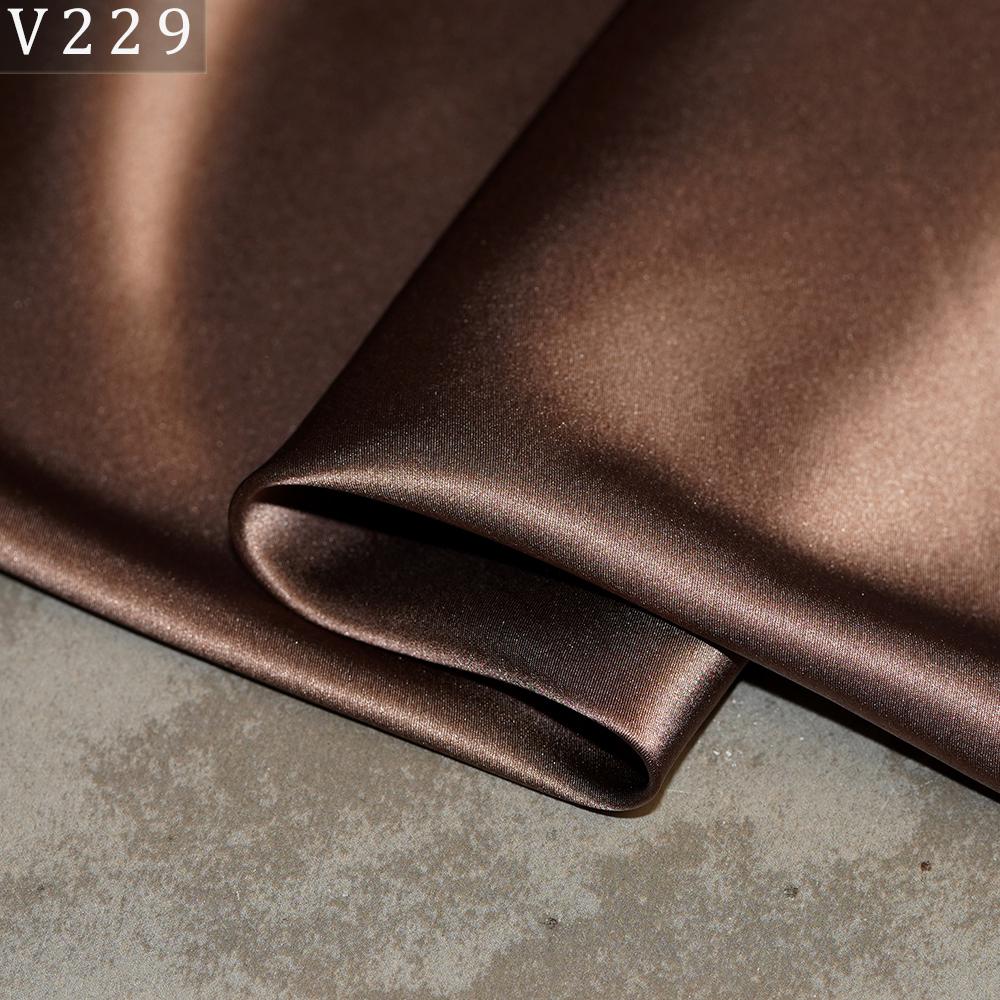 HYSK Natural Genuine Pure 100% Silk Crepe Satin Fabric Silk China Duchess Plain Brown by Meter for Dress Bedding Wedding