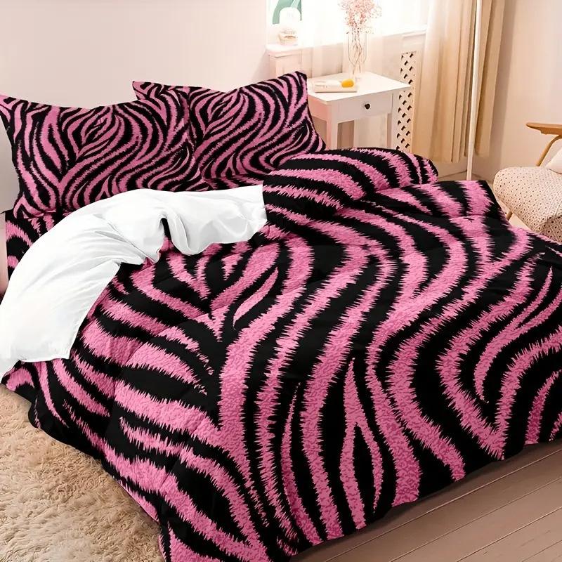 Pink Leopard Print Duvet Cover Girl Girl Bedding Digital Printing Three-Piece Quilt Cover Bedroom Decoration
