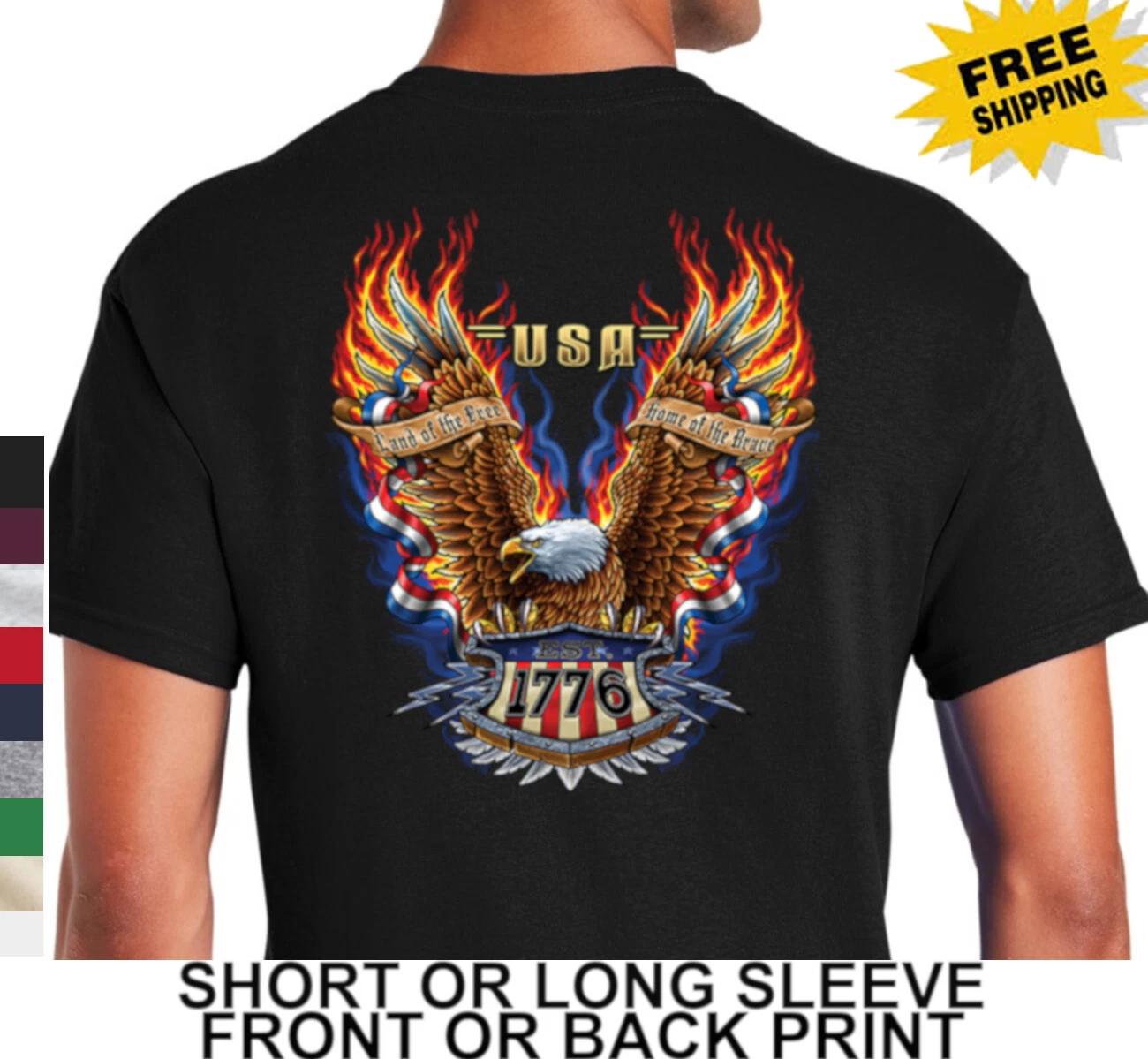 Patriotic American Bald Eagle Land Of The Free Home Of The Brave Mens T Shirt XL