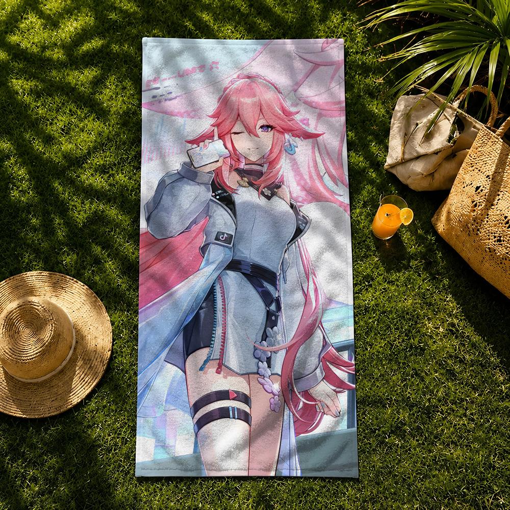 Game Character Yae Miko Towel Towel beach towel, quick drying absorbent bath towel for Swim,Gym,Camping,Outdoor hot