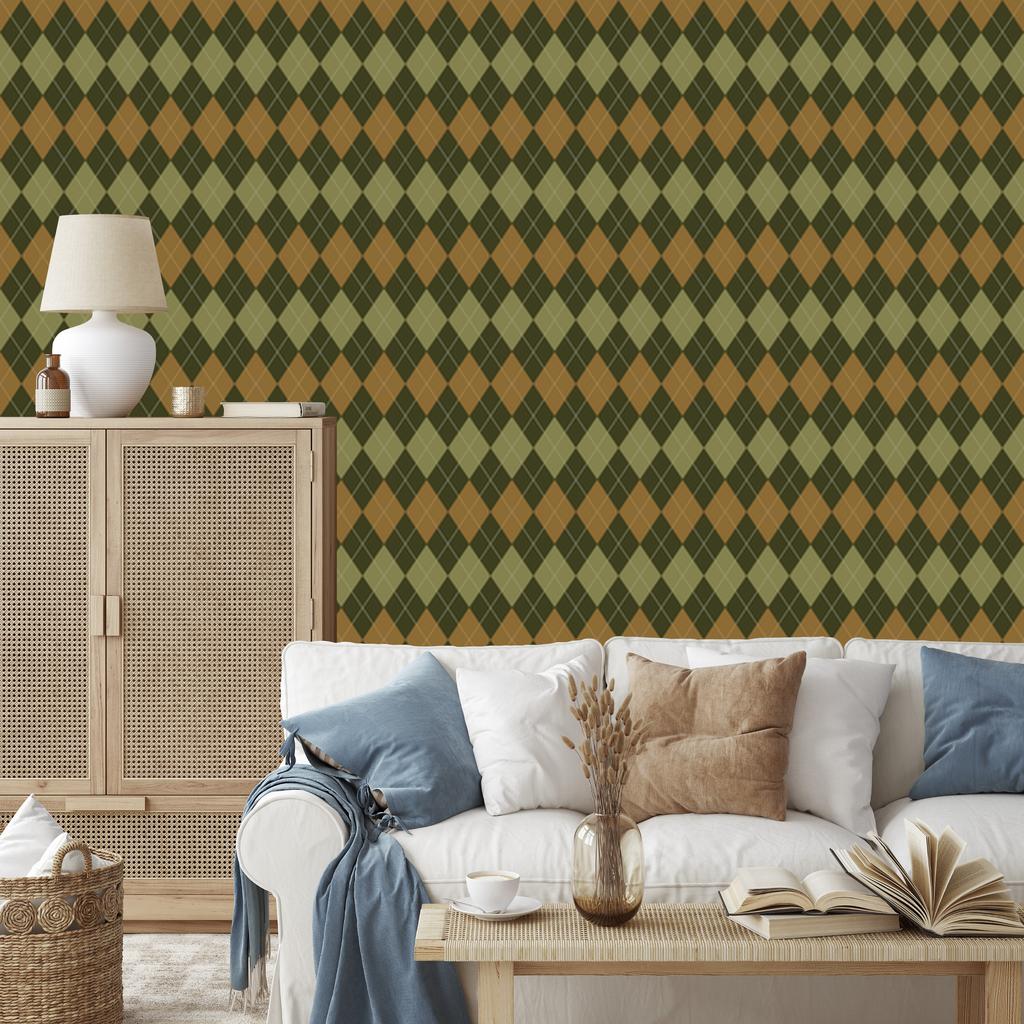 Autumn Plaid Wallpaper Yellow and Gold for Living Room and Bedroom 50x1000