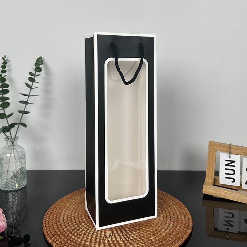 5Pcs Long PVC Window Gift Bag, Portable Packaging for Wine, Champagne, Flower Bouquet, Umbrella, Corporate Exhibition Souvenir