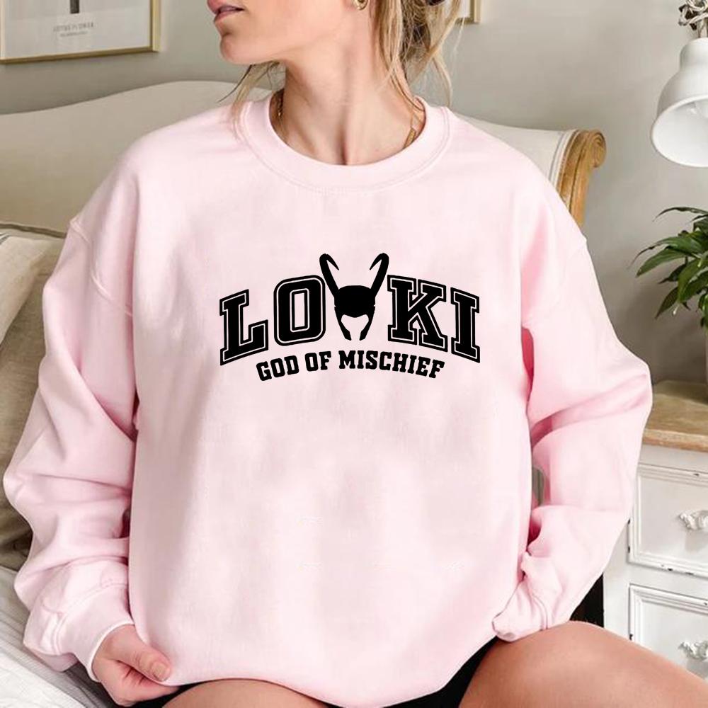 Loki God Of Mischief Sweatshirt Loki Inspired Sweater Unisex Long Sleeve Crewneck Sweatshirts Graphic Hoodies Superhero Pullover