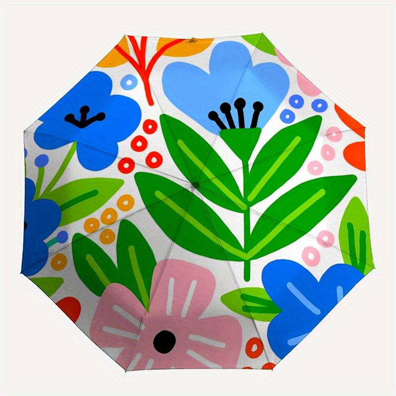 

1pc Floral Pattern Automatic Folding Umbrella, Portable & Foldable Design with 8 Ribs, Casual Outdoor Accessory yy250729091