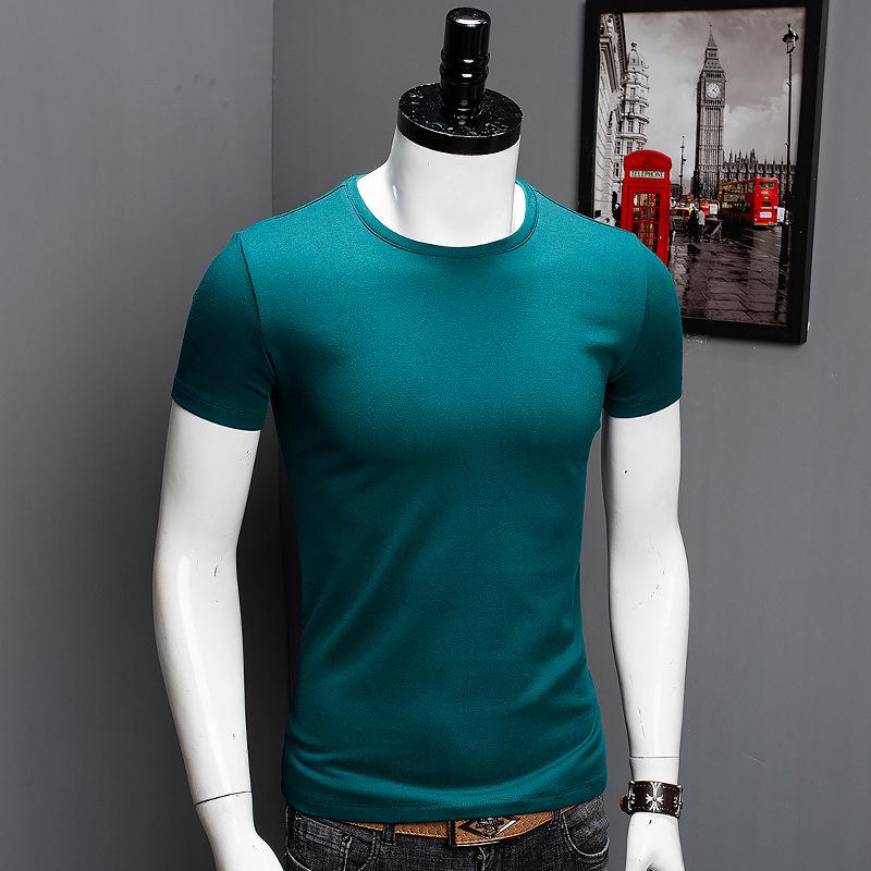 

Men s High-Quality 60s Mercerized Cotton T-Shirt, Solid Color, Short Sleeve, Round/V-Neck, Available in 6 Colors 4XL